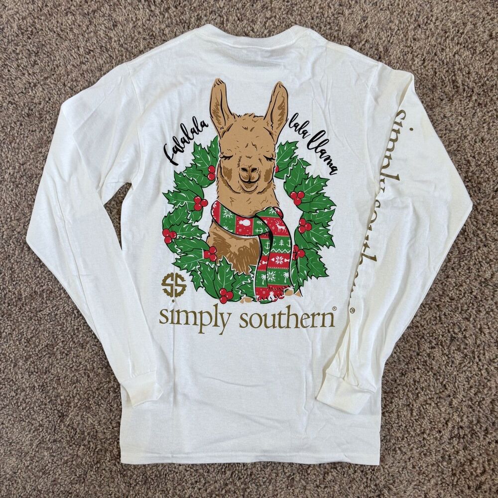 NWT simply southern women size small t-shirt tee shirt top llama
